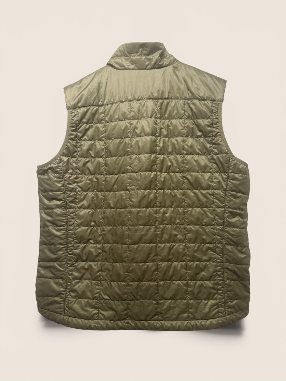 L.L. Bean Quilted Insulated Vest in Olive with Brown Trim - Picture 2 of 6